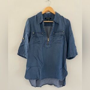 Ellen Tracy Blue Denim Blouse